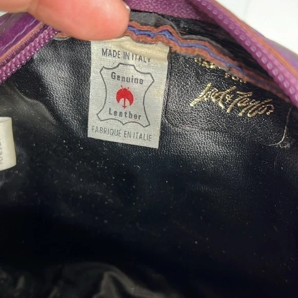 Purple Croc Embossed Leather Made in Italy Shoulder Crossbody Bag - Picture 12 of 14